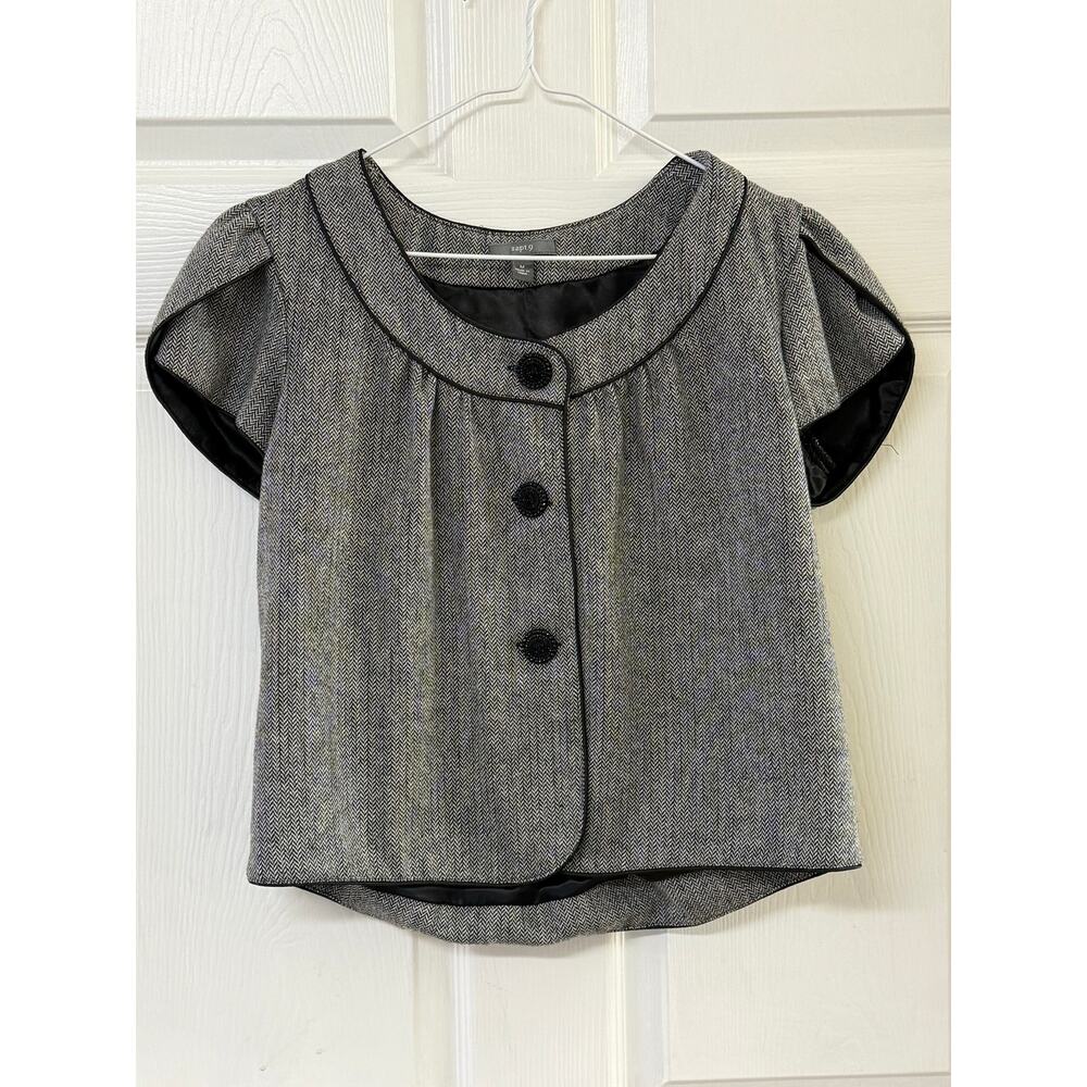 Apt. 9 Black & White Herringbone Button-Front Blouse | Size M